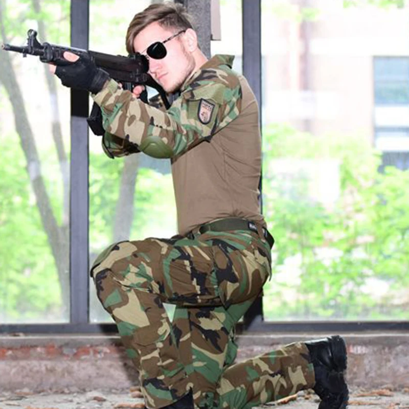 

SJ-Maurie Tactical Hunting Camouflage Ghillie Suits Desert Camo Uniform Army Tactical Multicam Pants+ Jackets Without Knee Pads