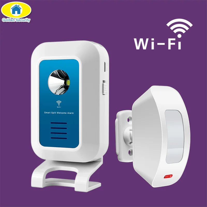 

Wireless Alarm System 32 tones Welcome/Doorbell/Alarm/Night Light Host And People flow Statistic APP Control WIFI Doorbell