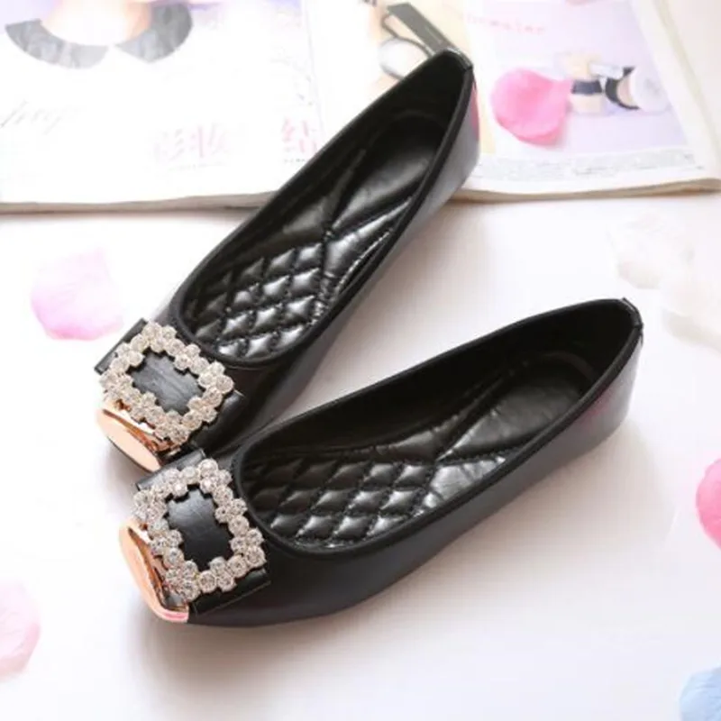 

Luxury Women Spring Flat Shoes Crystal Ballerina Flats Comfortable Girls Pink Gold Rhinestones Shoes Plus Size Mocasines Mujer