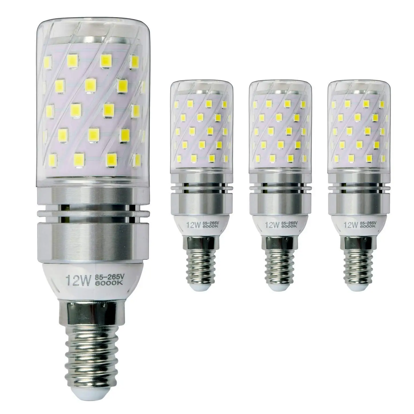 

E14 LED Corn Bulbs 12W,00W Incandescent Bulbs Equivalent,6000K Daylight White Candelabra 1200Lm Edison Screw LED Light-4Pack