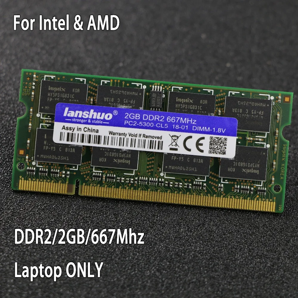 الأصلي شرائح DDR2 2 GB 800 MHz 667 MHz 800 667 PC2-6400 DDR 2 2G دفتر الذاكرة محمول RAM 200PIN SODIMM ل إنتل ل amd