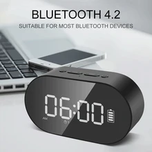 Светодиодный мини-дисплей, цифровой Настольный беспроводной Bluetooth динамик, зеркальный будильник, для дома, офиса, штекер, компьютер, стерео, саундбар, радио