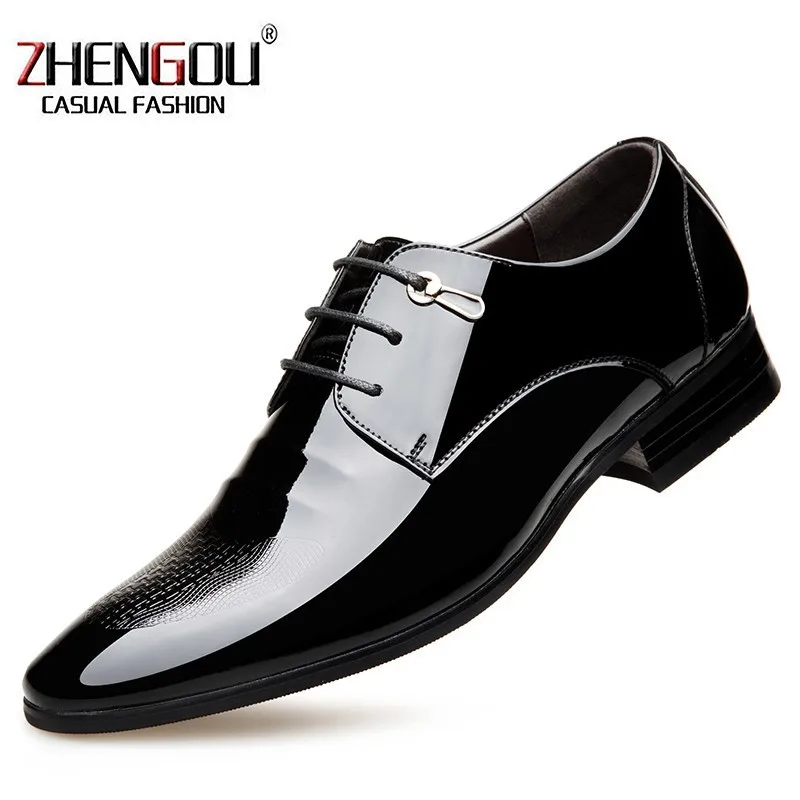 

ZHENGOU Hot Sale Mens genuine Leather Dress Shoes Fashion Wedding Breathable Business Lace-up 5815 Flat Oxfords hand made Shoes
