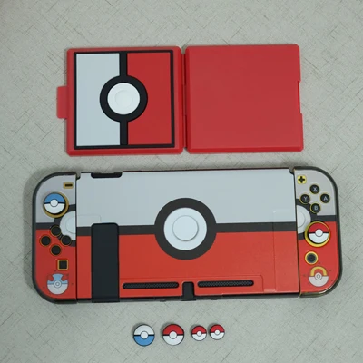 Сумка для хранения PokemonGo Pokeball, чехол, чехол для Nintendo Switch NS, консоль, коробка для карточных игр, джойстик, ручки, колпачки - Цвет: Pokeball Set F