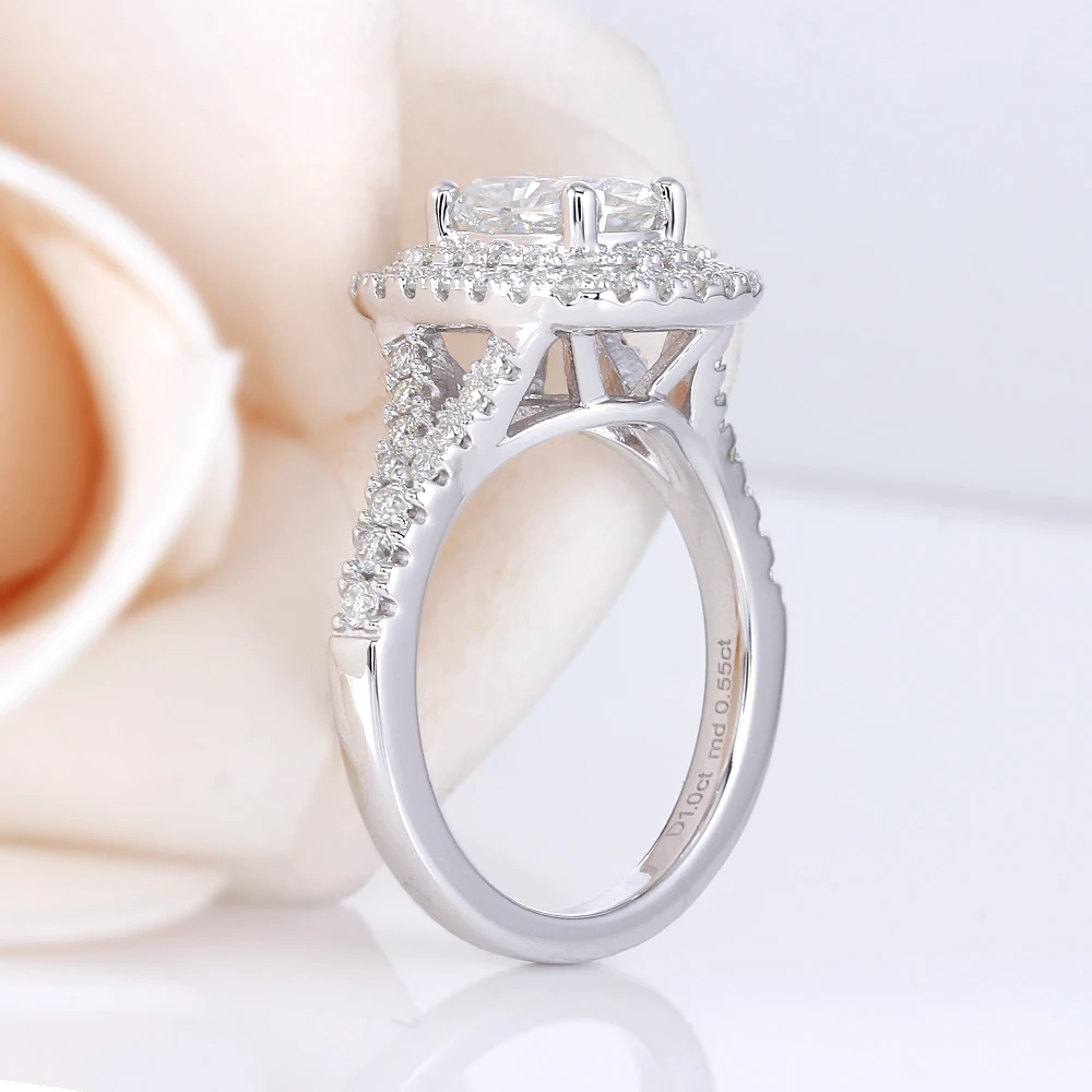 DovEggs стерлингового серебра 925 центр 1ct 5*7 мм Подушка HI color Moissanite вечерние обручальное кольцо с камнем с акцентами