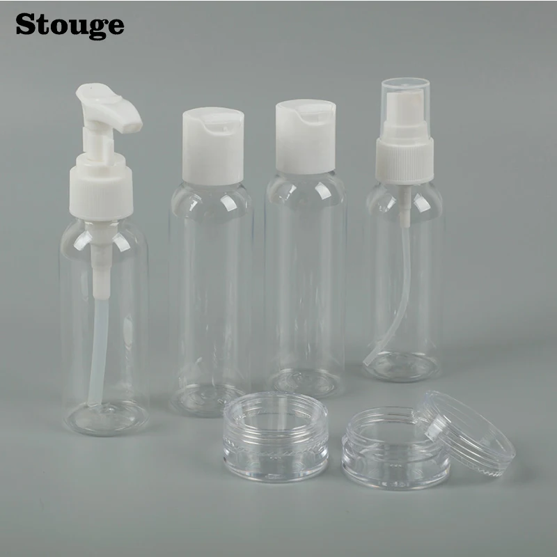 

Stouge 6PCS Professional Cosmetic Lotion Transparent Travel Bottle Points Bottling Plastic Material Sets Bathroom Storage Tools
