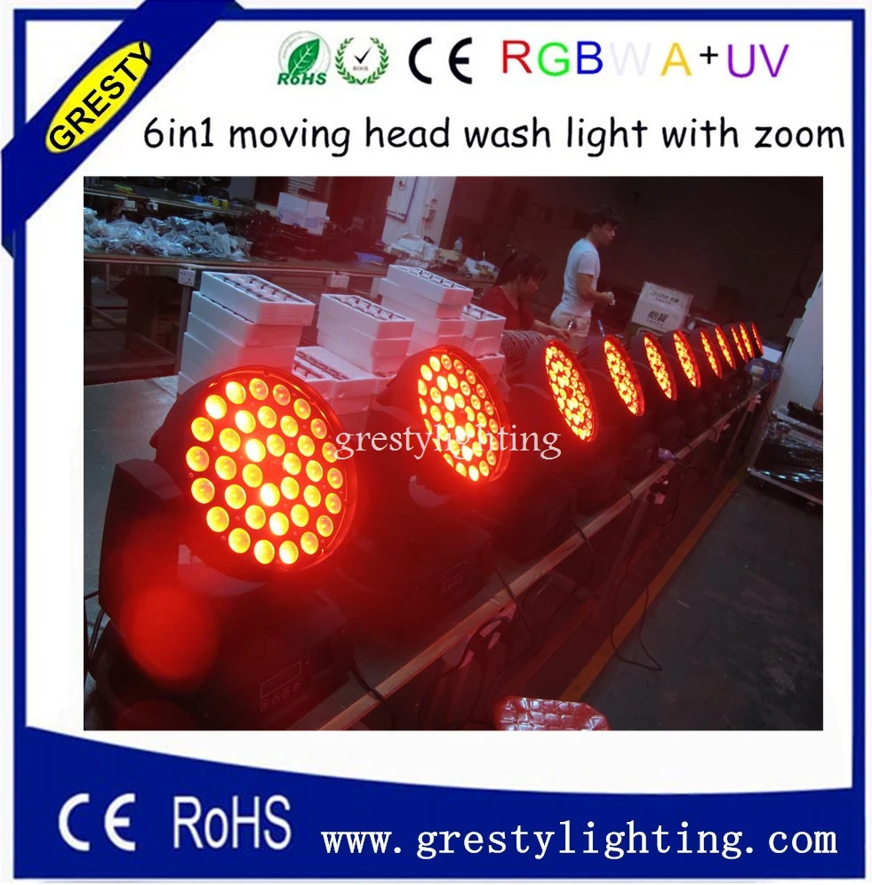 Лучший эффект DMX 512 36x18 Вт RGBWA + UV 6в1 светодиодный движущийся головной свет