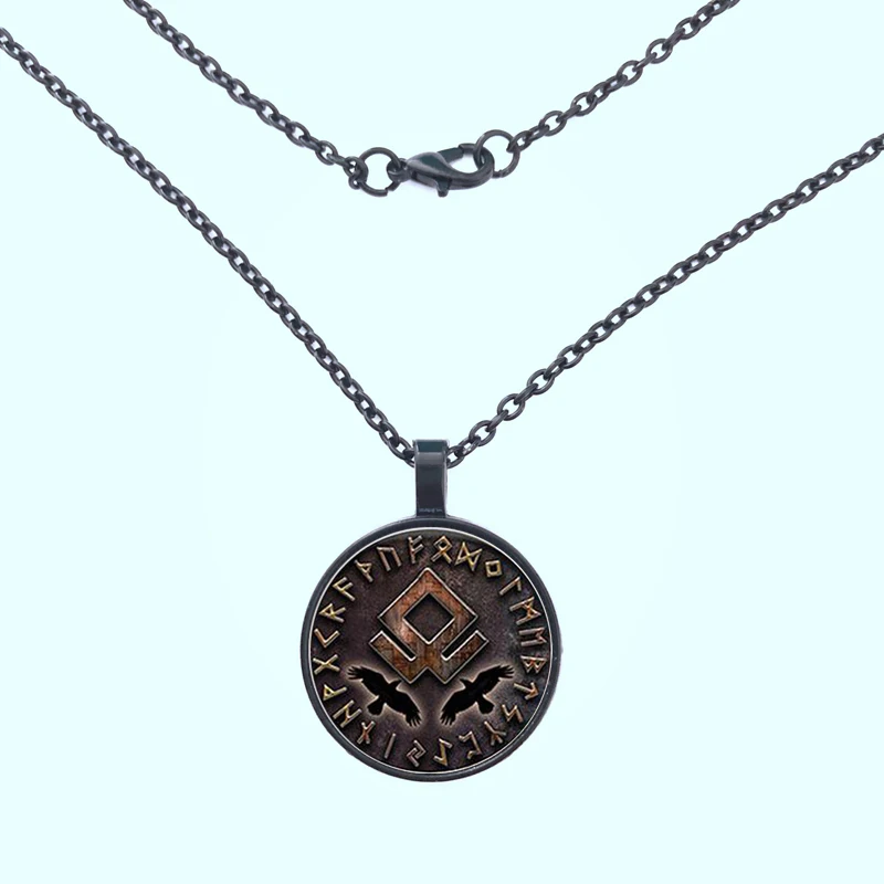 GDRGYB 2019 Новинка Odins Hugin и Munin кулон ожерелье ювелирные изделия круглый стеклянный |