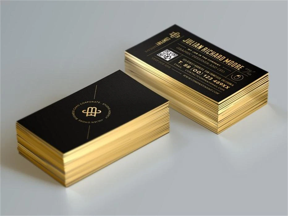 Custom Gold Foil Business Card Edge Gilding Business Cards Qr Code