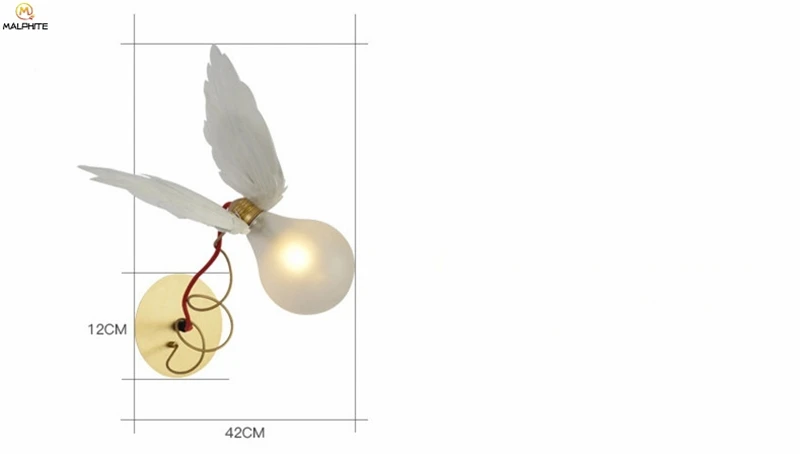 Lâmpada de Parede Nordic Anjo Pena Cobre Enrolamento Ajustável Luz Parede Restaurante Decoração Industrial Iluminação Luminária Led Fio 7 Luminárias de parede