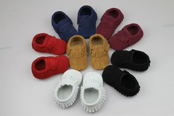 

Baby suede Genuine Cow leather shoes moccasins soft fringe moccs 6color moccasins first walker Anti-slip shoes