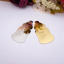 30 шт. Персонализированные красивая детская бутылочка форма пользовательское имя вес Высота акриловые зеркальные наклейки вечерние пригласительные карты 5*10 см