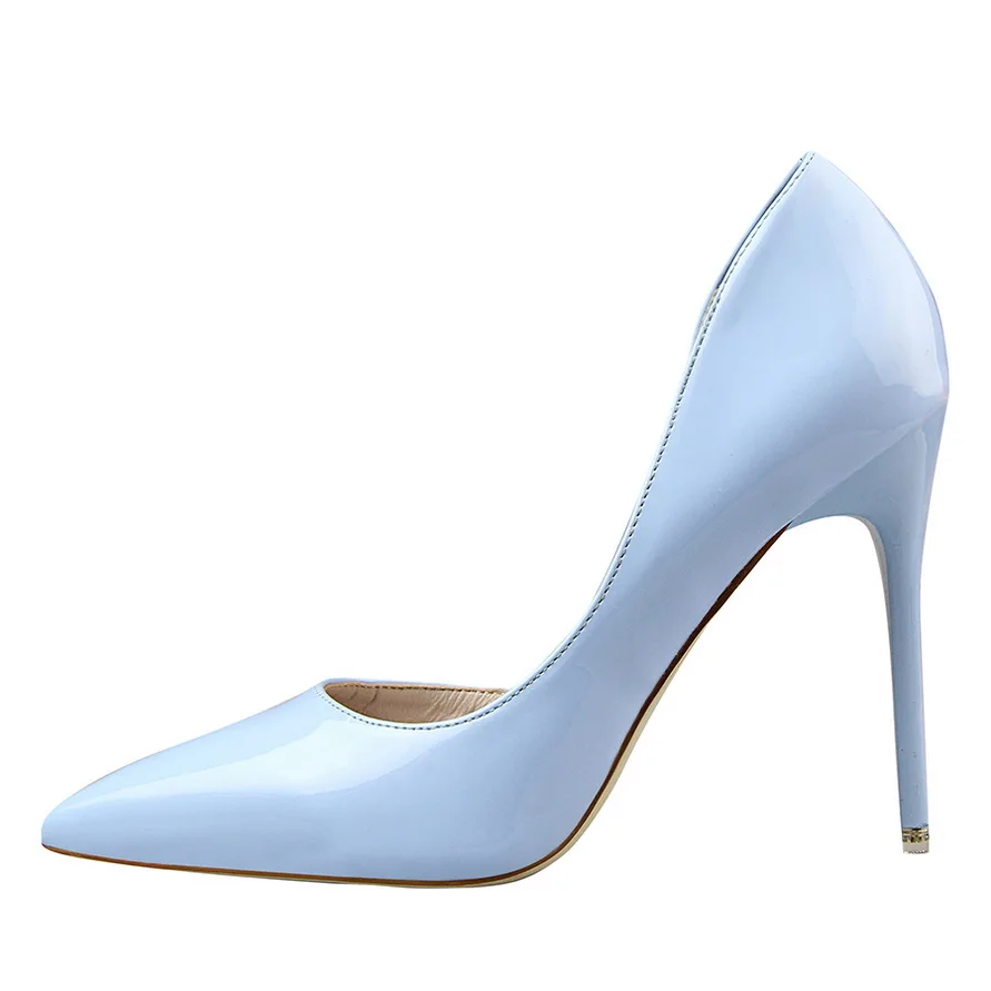{D& Henlu}/Брендовая обувь женские туфли-лодочки пикантные женские туфли на высоком каблуке из лакированной кожи sapatos femininos de salto - Цвет: Синий