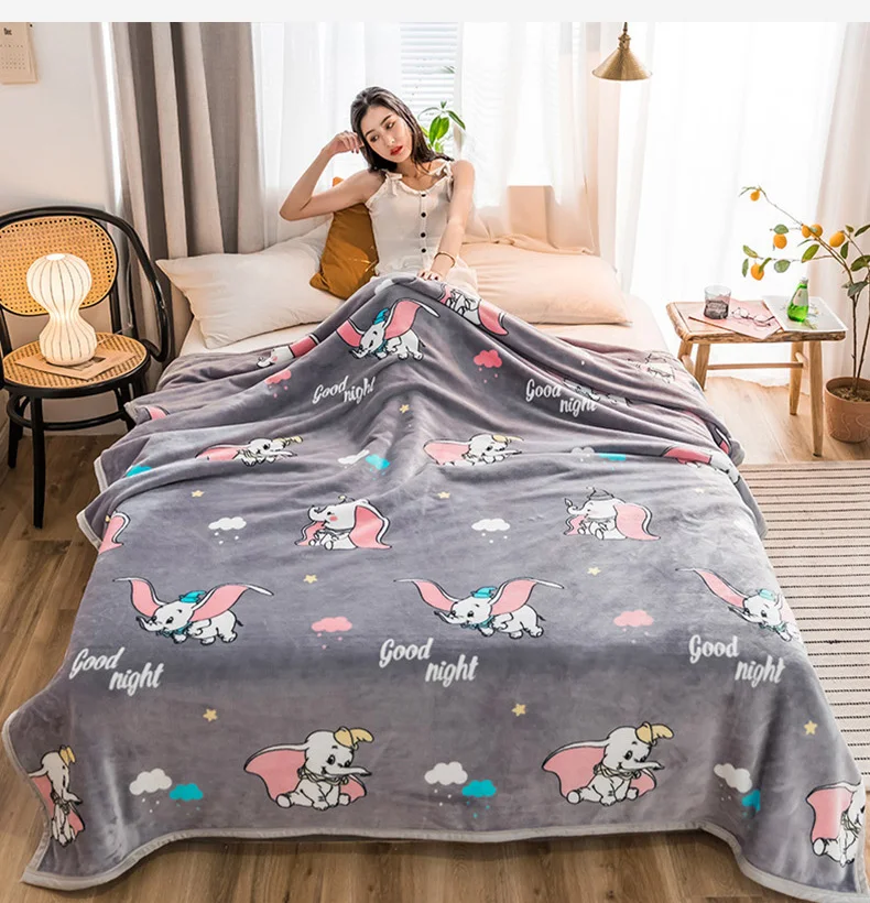 Elephant High quality Thicken plush bedspread blanket 200x230cm High Density Super Soft Flannel Blanket for the sofa/Bed/Car