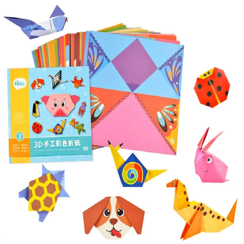  54pcs children 3D papercraft toys/ Kids baby cartoon animal paper folding DIY educational toys for  - 32863044054