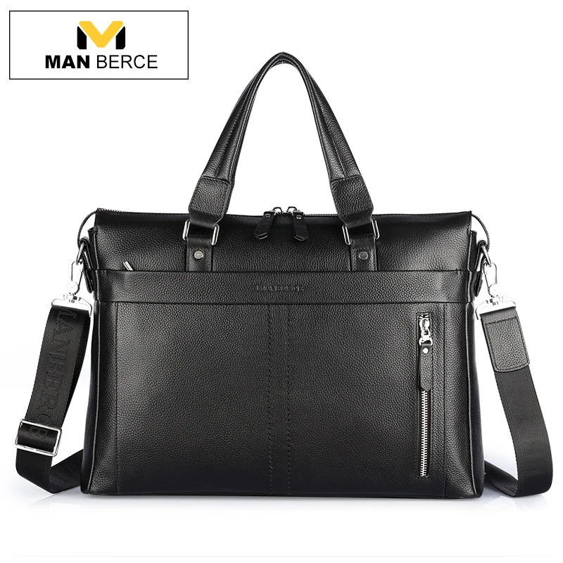 MANBERCE Handbag Men Shoulder Bags Genuine Leather Brand Briefcases Business Travel Tote Bag Men s Messenger