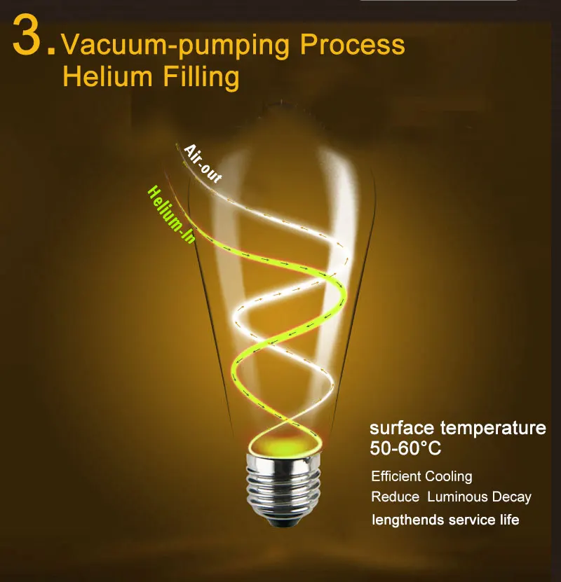 Светодиодный светильник E27, античный ретро винтажный светодиодный светильник Эдисона, 4 Вт, 6 Вт, 8 Вт, светодиодный светильник накаливания, 220 В, стеклянная лампочка, лампа Bombillas