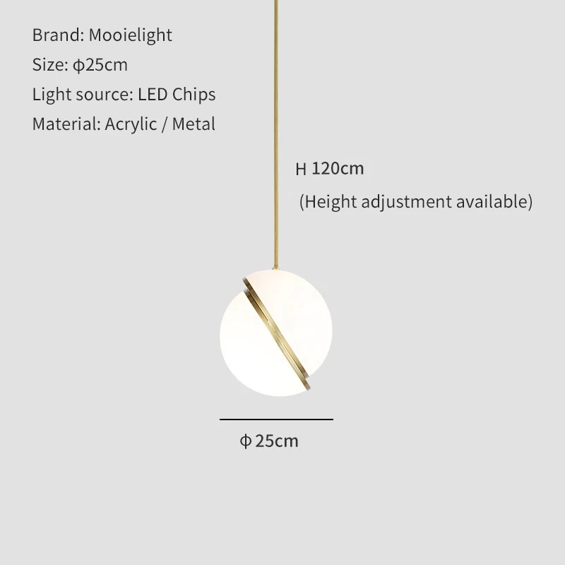 Скандинавский современный шар Лофт светодиодные подвесные светильники лампа прикроватная Подвесная лампа для салона, зала ресторана светодиодная Подвесная Лампа Домашнее творчество - Цвет корпуса: Dia 25cm