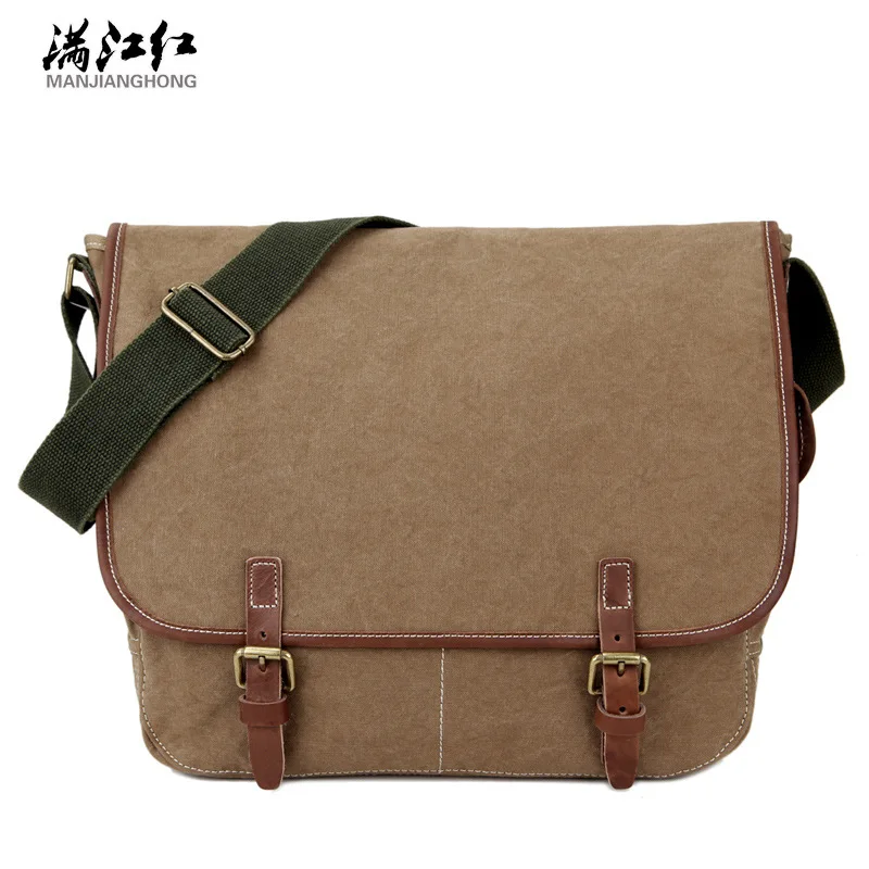 Cross-border dedicated 2018 new canvas with mad horse leather men's shoulder backpack leisure travel inclined cross bag