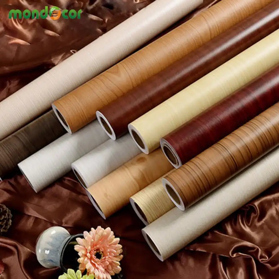 Papel de Contacto de grano de madera para armarios de cocina, pegatinas