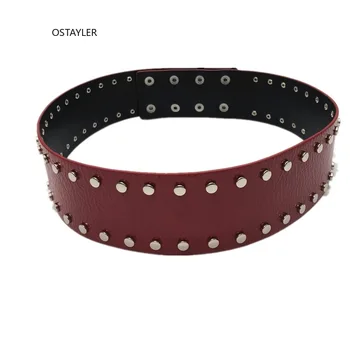 

Brand New Plain Leather Waist Belt European Casua Rivet Studded PU Slim Corset Waist Band Female Wide Caestus Belts Accessories
