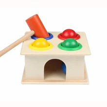 Bebê Colorido Martelar Martelo Bola Caixa de Blocos Geométricos De Madeira Crianças Early Learning Brinquedos Educativos para Crianças Presente da menina e menino