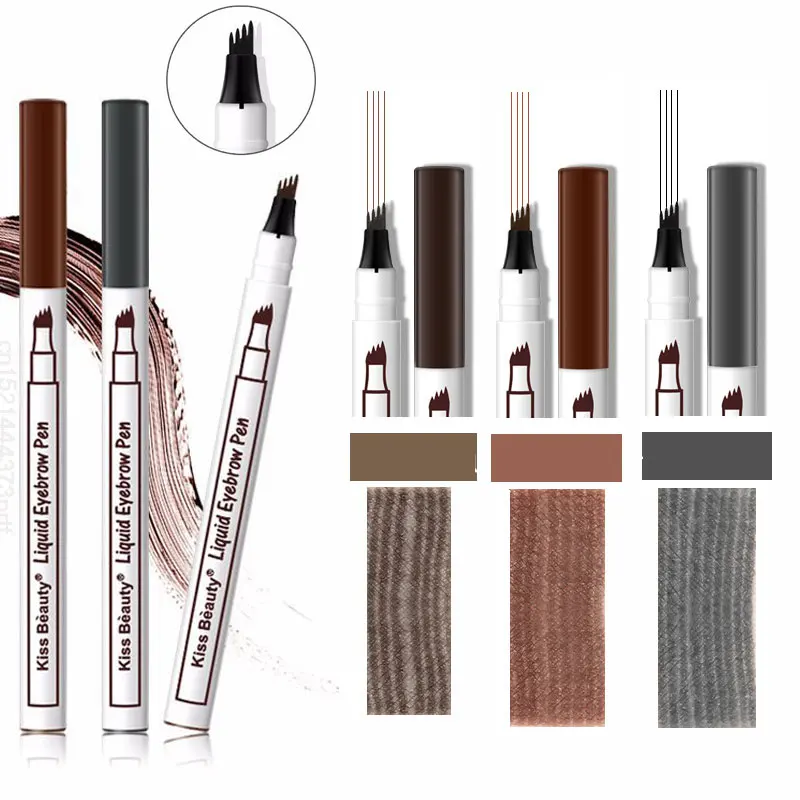 

Hot sale Microblading Tattoo Eyebrow Pencils Waterproof Fork tip Eyebrow Tattoo Pen 4 Head Fine Sketch Enhancer Korean Cosmetics