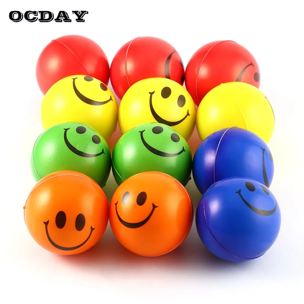 

12pcs Modern Smile Emoji Face Squeeze Balls Anti Stress Emotional Hand Wrist Exercise Stress Balls Assorted Kids Toy Balls 6.3cm