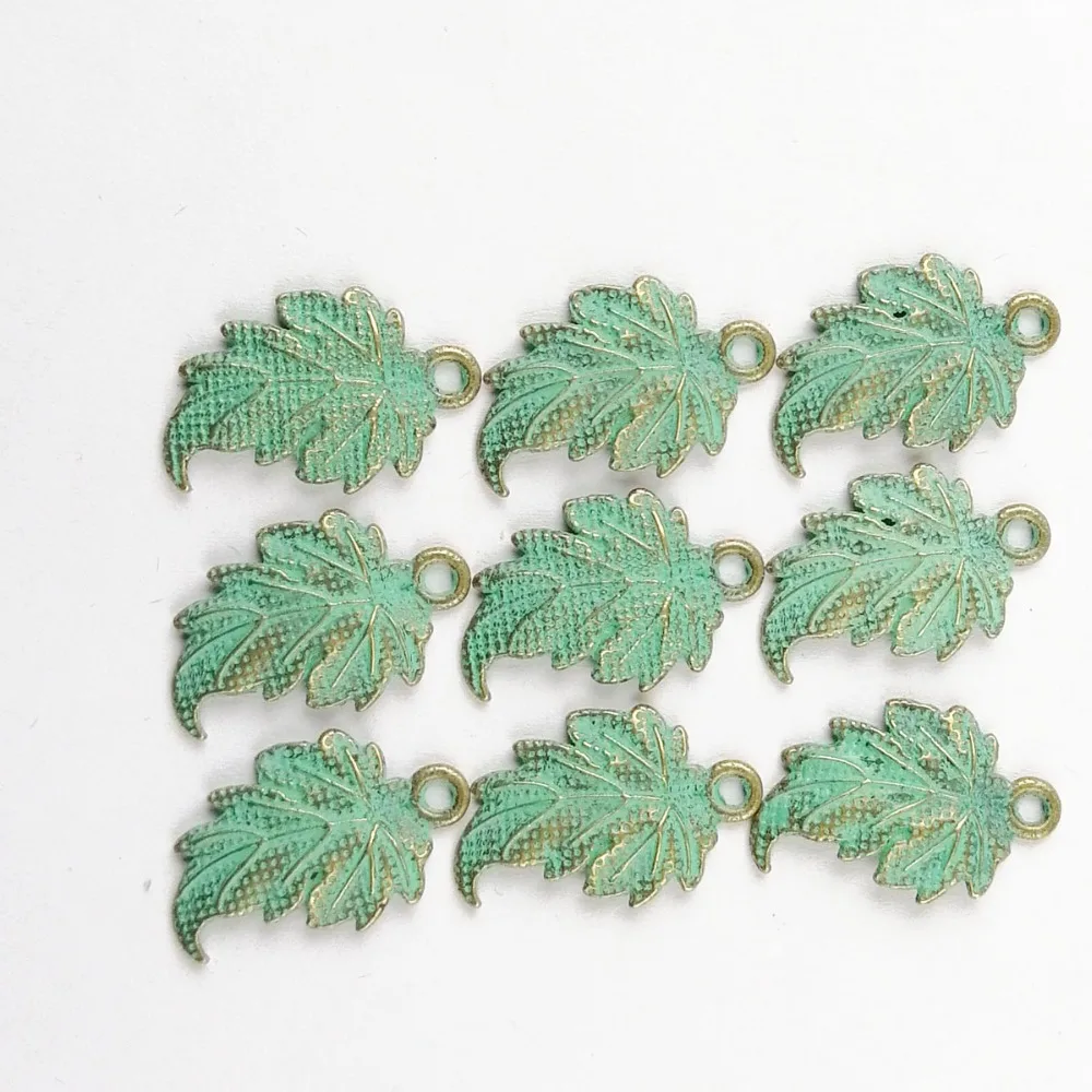 

12pcs New Carved Brass Bronze leaf Pendant bead Trendy Jewelry Women Accessories