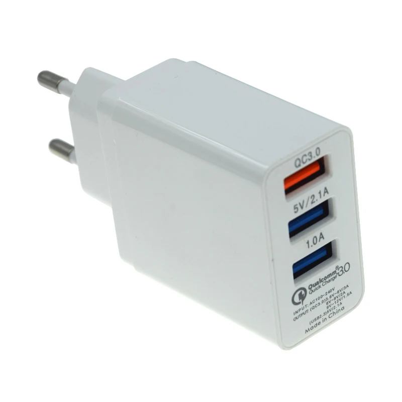 

3 USB port 2.1A QC3.0 Fast mobile phone charger for iphone samsaung xiaomi huawei phone tablet travel wall charger quick charge