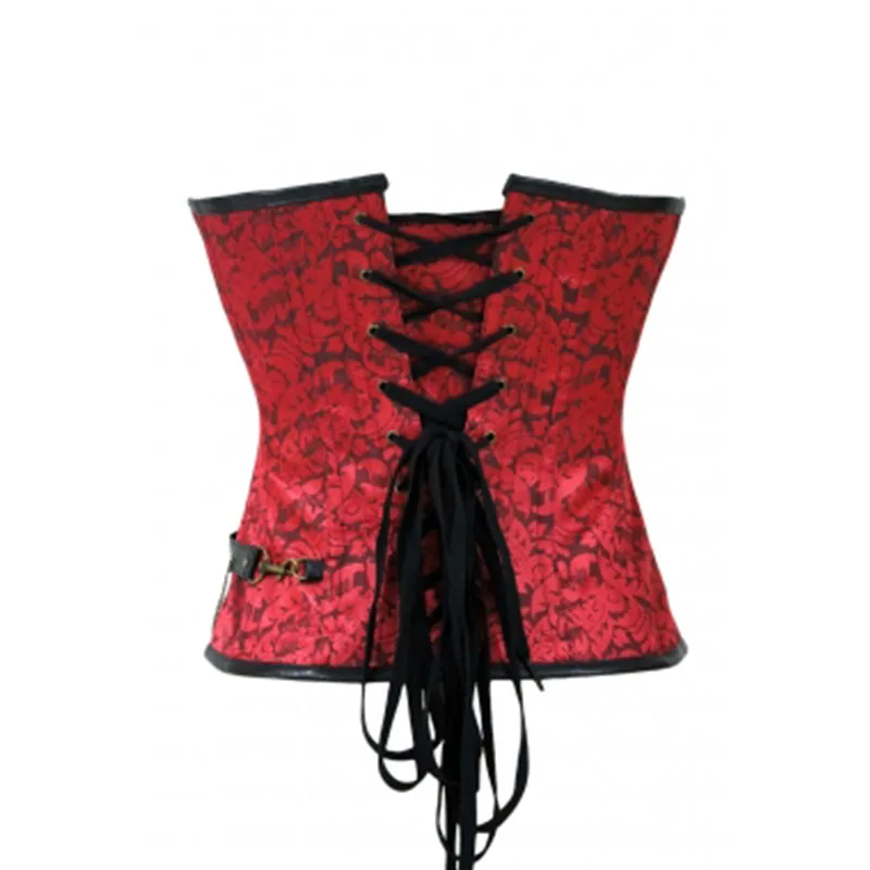2017 Women Brocade Corsets Tight Lacing Cincher Push Up Bust Halter Gothic Clothing Leather Inspired Steel Boned Corset Overbust (2)