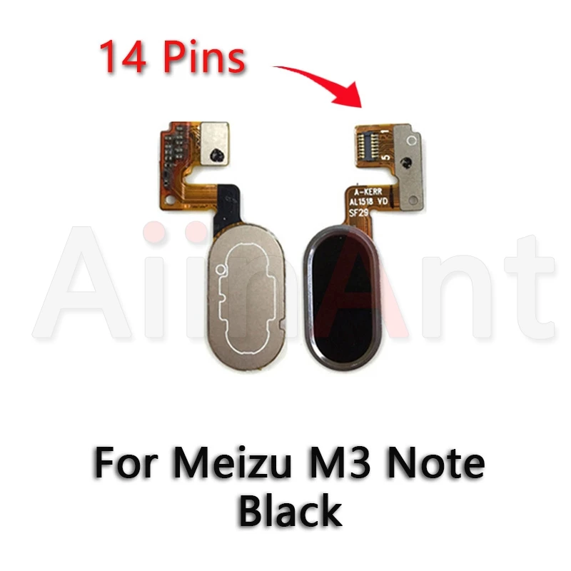 Домашний ключ Aiinant, кнопка возврата отпечатков пальцев, сенсорный ID сенсор, гибкий ленточный кабель для Meizu M3 Note M3s, запчасти для мобильных телефонов - Цвет: M3 Note Black