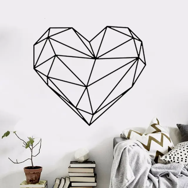 geometric heart wall sticker 3d heart wall decor removable heart