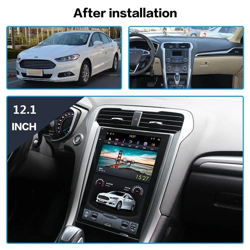 12.1" Tesla style pure Android 8.1 Car No DVD Player GPS Navigation For Ford Mondeo Fusion MK5 2013+ stereo auto unit multimedia