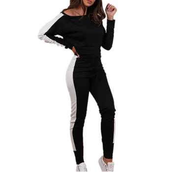 

hirigin Fashion Women Tracksuit 2pcs Set Crop Top Sweatshirt+Side Stripe Pants 2 Pieces Sets Women Clothing Suits Female