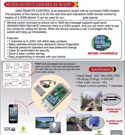 LPSECURITY 2G 4G 7 каналы умный дом автоматизации gsm реле Управление Лер sms вызова дистанционное управление свет Водяной насос двигатель