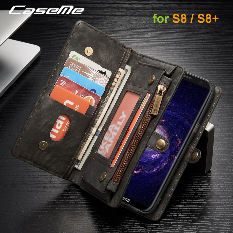 imágenes para 2017 CaseMe Magnética 2 en 1 Caso de Cuero de Lujo para Samsung Galaxy S8 plus Cremallera Multi-función de la Carpeta Del Tirón para Samsung S8 imágenes para 2017 CaseMe Magnética 2 en 1 Caso de Cuero de Lujo para Samsung Galaxy S8 plus Cremallera Multi-función de la Carpeta Del Tirón para Samsung S8