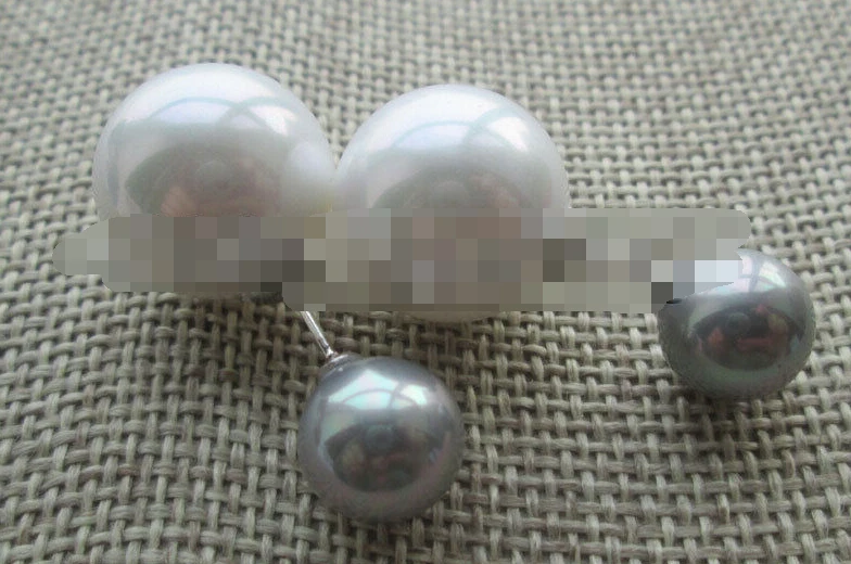 

Hot sell Noble- hot sell new - 1390 bright gray + white perfect round sea shell pearl earring