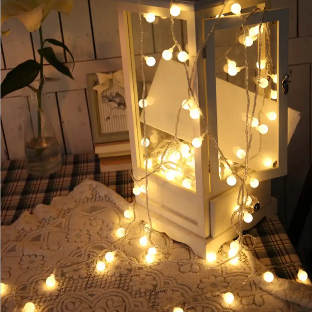 Fairy Liaghts Garland Led Ball String Lights Outdoor Indoor Tree Party Wedding Battery Powered Decoration
