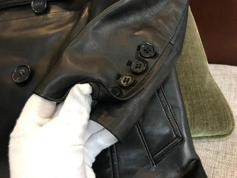 Flash Deal So tender!Only 37 pieces!Exported to Japan!Italy without coating lamb skin leather leather male long windbreaker 13