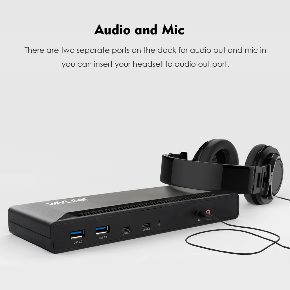 Wavlink 4K USB-C Universal Docking Station Dual Gigabit Ethernet USB 3.0 5K HDMI DP Display Power Delivery with Windows Mac OS