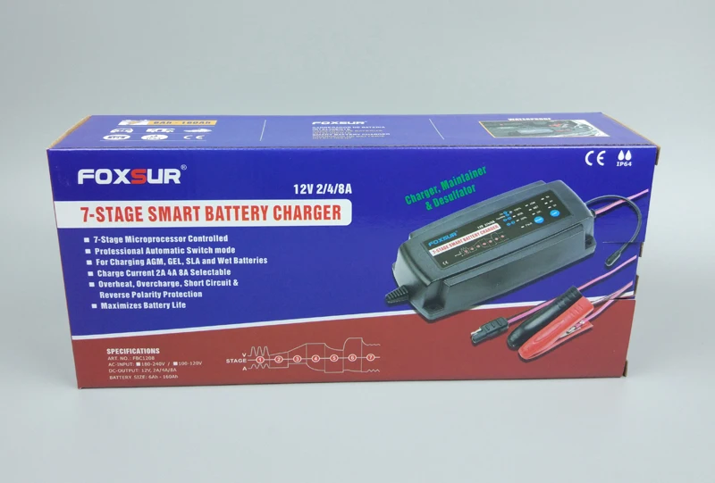 FOXSUR 12 V 2A 4A 8A Автоматическая умная Батарея Зарядное устройство, 7-stage Смарт Батарея Зарядное устройство, автомобильный Батарея Зарядное устро... FOXSUR 12 V 2A 4A 8A Автоматическая умная Батарея Зарядное устройство, 7-stage Смарт Батарея Зарядное устройство, автомобильный Батарея Зарядное устро...