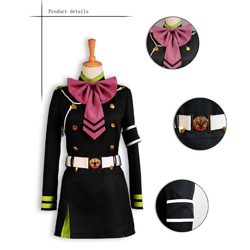 

Seraph Of The End Hiiragi Shinoa Cosplay Anime Owari no Seraph Costume With Bowknot Japanese Uniform Anime Cosplay