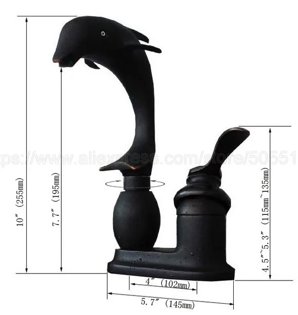 Oil Rubbed Bronze Single Handle Swivel Bathroom Kitchen Sink Faucet Mixer Tap 2 Hole Hot and Cold Water znf032