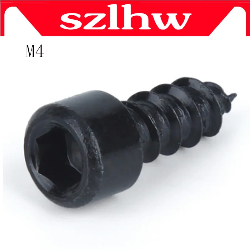 100pcs M4 Carbon Steel With Black Hexagon Socket Cap Head self tapping screw Model Screw M4*(10