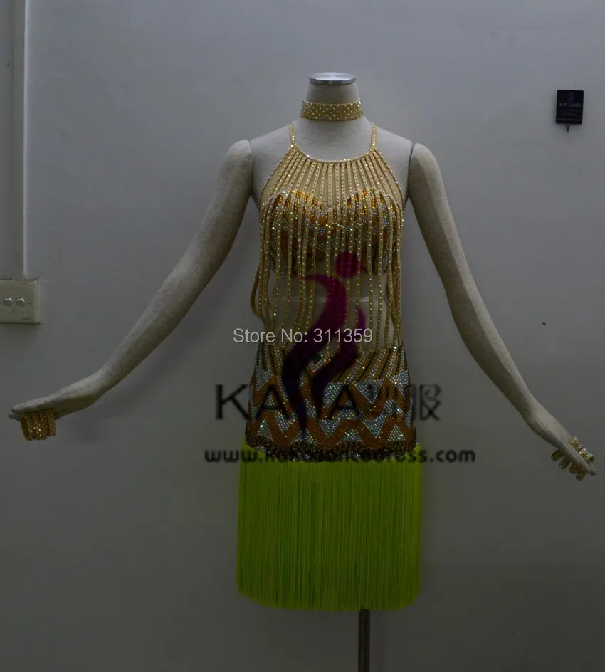 Vestido de baile latino para mujer, ropa de Salsa con flecos, para