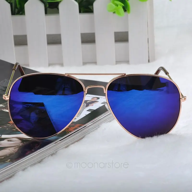 Новинка, летние солнцезащитные очки для мужчин и женщин, крутые зеркальные очки с защитой от ультрафиолета, велосипедные очки для девушек, солнцезащитные очки, аксессуары#2 - Цвет: Golden blue