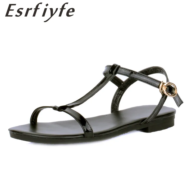 

ESRFIYFE 2018 New Women Flat Classics Sandals Plus Size 34-43 Fashion Woman Shoes Summer Footwear Casual Flock Summer Shoes