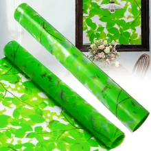 Самоклеящаяся пленка на окно с зелеными листьями, матовая наклейка на стекло, Наклейка 45*200 см для домашнего декора