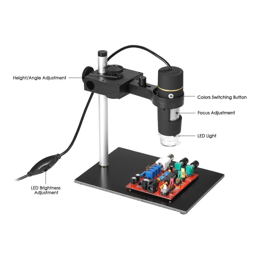 KKmoon 0.3MP 1000X 8LED USB цифровой микроскоп Эндоскоп зум видео лупа+ подставка цифровой микроскоп